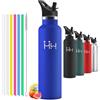 Mulbijeo Borraccia in acciaio inox 1000 ML senza BPA, borraccia per bambini, borraccia termica doppia parete anti‑perdita, bottiglia d'acqua con cannuccia, acciaio inox 18/8