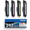 Brother TN243CMYK, Multipack 4 Toner , Colori BK/C/M/Y, 1000 pag | Per Stampanti DCPL3550CDW, HLL3210CW, HLL3230CDW, HLL3270CDW, MFCL3730CDN, MFCL3750CDW, MFCL3770CDW