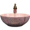 jdzlanwtart Vasca da bagno Lavelli Art Vintage Style Pink Flower Ceramica Sopra il lavandino del contatore per Vanity Top