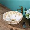 jdzlanwtart Stile marocchino Oro Bianco Fiore Forma Bagno Vessel Lavelli Arte Ceramica Sopra il Contatore Lavello Ciotola per Vanity Top