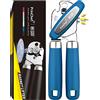 PrinChef Apriscatole manuale, apriscatole con magnete, senza problemi, aprilattine portatile, bordo liscio con lama affilata, resistente e facile da usare, per anziani con artrite, blu