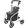 Carlett Deambulatore con Sedile e Schienale, Prodotto Medico Certificato UE, Ruote Grandi 20 cm, Manico Regolabile, Freno di Parcheggio e Pedale per Cordoli, Robusto ed Ergonomico, Lett Go, Nero