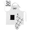 Design Letters Set di grembiule e strofinaccio per bambini con lettere di design per cucinare e cuocere - bianco, 100% cotone, taglia unica