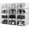 Meerveil Scatole per Scarpe, Pacco da 12 Contenitori Cartuccia di Scarpe Trasparente Pieghevole in Plastica, Scatola di Memoria cassetto, per Ingresso, Camera da Letto, Soggiorno