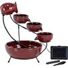 Smart Solar 23941R01 Fontana a cascata solare in ceramica, finitura rossa lava, alimentata da pannello solare separato incluso, nessun costo operativo o cablaggio richiesto, piccola