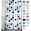 RIDDER Aquamod Stones 140320 - Tenda da Doccia in Tessuto, 180 x 200 cm, Colore: Nero/Grigio