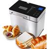 COOCHEER Macchina per il pane in acciaio inox, 19 programmi di cottura completamente automatica per 500 g, 750 g, 1000 g, timer di ritardo 15 ore con finestra con funzione di mantenimento del calore 710 W