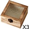 Set di 6 Scatole Portaoggetti in Legno con Coperchio in Vetro, Scatola