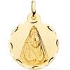 FMF Pendente Oro 18K 750 Mls. Medaglia Vergine Nera 22 MM. 3,35 Grammi