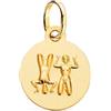 FMF Pendente Oro 18K 750 Mls. Oroscopo Gemelli Matizzato. 13MM.