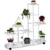 Relaxdays Supporto per le piante Etagere da giardino 9 ripiani Bianco Scaffale per piante