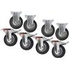AB Tools Fisso e girevole in gomma da 5" (125 mm) con ruote freno (confezione da 8) CS...