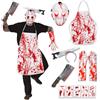 Costume Carnevale Uomo Costume Macellaio con Grembiule Insanguinato Accessori