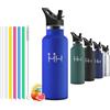 Mulbijeo Borraccia in acciaio inox 500 ML senza BPA, borraccia per bambini, borraccia termica doppia parete anti‑perdita, bottiglia d'acqua con cannuccia, acciaio inox 18/8