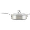 Circulon Steelshield - Padella in acciaio inox con coperchio, 30 cm/4,7 l, padella a induzione con coperchio in vetro temperato e antiaderente ibrido, in metallo, adatta per utensili da cucina, forno
