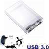 CASE BOX HDD ESTERNO PER HARD DISK 3.5 SATA USB 3.0 TRASPARENTE ALIMENTATORE