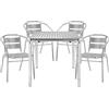 SET DI 4 SEDIE IMPILABILI + 1 TAVOLO 80X80 IN ALLUMINIO BAR RISTORANTE GIARDINO