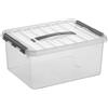 SUNWARE perfectly organised Sunware Q-line scatole plastica con coperchio 52L - 50x40x38cm - set da 4 - contenitori plastica trasparenti grigio - scatole impilabili con clip di chiusura
