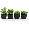 Nattol Mini piante grasse artificiali moderne in vaso in vaso a forma di cubo in ceramica nera per decorazione domestica, set di 4