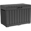 Keter Kentwood - Contenitore in resina per organizzare e riporre cuscini da patio, cuscini e attrezzi da giardino, colore: grigio scuro