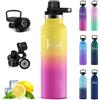 Grsta Borraccia Termica- Borraccia 1 litro- Boraccia Termica senza Perdite | Borraccia Alluminio- Doppio isolamento- Bottiglia senza BPA- Borracia Acciaio Inox 18/8- per Campeggio, Yoga, Sport, Palestra