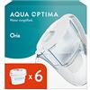 Aqua Optima Oria Caraffa Filtro Acqua e Cartucce Filtro Acqua 6 x 30 Giorni Evolve+, capacità 2,8 litri, per Riduzione di Microplastiche, Cloro, Calcare e Impurità, Bianco