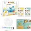 PRIMO Junior Kit - Pasta Modellabile Autoindurente Testata, Set 2 Panetti Simil Argilla da Modellare, Tempere 7 Colori per Bambini, 1 Pennello Pittura, 1 Formina e Libretto - Giochi Lavoretti Creativi