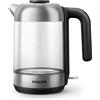 Philips Bollitore Elettrico 5000, 1,7 L, Ebollizione rapida, in Vetro | Bollitore acqua elettrico con base girevole 360°, Protezione anti-secco, filtro micro-trama, acqua sempre pulita (HD9339/80)
