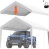VEVOR Tettoia di ricambio per auto da 3 x 6 m, parte superiore del garage, resistente, impermeabile e resistente ai raggi UV, facile installazione con tenditori a sfera, bianco (solo copertura