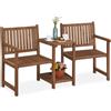 Relaxdays Panca da giardino con tavolino marrone Divanetto per balcone 2 posti