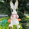 Statuetta Coniglietto Pasquale In Paglia, Carina Statua Da Giardino Per