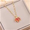 WLP Collana donna donna foglia d'acero rosso oro acciaio inox bigiotteria regalo