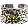 Senza marchio Route 66 Anello Uomo Biker Rocker Anello Regolabile Vintage Regalo Gioielli 🔥