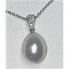COLLANA ORO BIANCO 18kt. DIAMANTE NATURALI E PERLA AUSTRALIANA CON GARANZIA