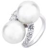 Carlo Raspagni ANELLO CONTRARIE ORO BIANCO 18kt. CON DIAMANTI E PERLE AUSTRALIANE GARANTITE