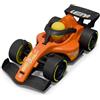 Lena Formula auto da corsa arancione, per bambini dai 2 anni in su | Robusto pilota con pneumatici in gomma, assi in acciaio zincato, archetto apribile e personaggio giocattolo, 21 cm
