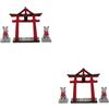 Red Resin Japanese Torii Gate Miniature for Bonsai Garden Decorative Scenes