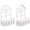 White Wooden Fence Style Flowerpot Pendant Wall Hanging Plant Rack