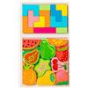TrAdE Shop Traesio PUZZLE IN LEGNO GIOCATTOLO EDUCATIVO PER BAMBINI 2 IN 1 DESIGN TETRIS FRUTTA 315