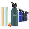 Mulbijeo Borraccia in acciaio inox 500 ML senza BPA, borraccia per bambini, borraccia termica doppia parete anti‑perdita, bottiglia d'acqua con cannuccia, acciaio inox 18/8