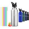 Mulbijeo Borraccia in acciaio inox 500 ML senza BPA, borraccia per bambini, borraccia termica doppia parete anti‑perdita, bottiglia d'acqua con cannuccia, acciaio inox 18/8