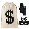 3 Pezzi Sacchetto con Maschera e Guanti Leggero Set da Ladro con Sacco Morbido