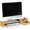 Relaxdays Supporto per monitor 2,2 kg Bambù Rialzo per schermo Base per laptop Leggero