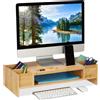 Relaxdays Supporto per monitor 15 kg Bambù Rialzo per schermo Rialzo per computer 4 kg