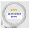LAMPADA LAMPADINA NEON FLUORESCENTE CIRCOLARE 32W LUCE FREDDA 6500K STARTER OMAG