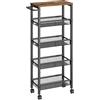 VASAGLE Carrello a 5 Ripiani, Carrello Cucina Salvaspazio con Ruote,