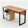 LBSIGN Scrivania Ufficio 140x60x75h Con Cassettiera Con Rotelle Dante Rovere E Bianco