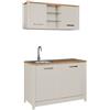 Ferenso Mobili Cucina Componibile con Base Sottolavello Pensile Beige Rovere