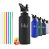Mulbijeo Borraccia in acciaio inox 500 ML senza BPA, borraccia per bambini, borraccia termica doppia parete anti‑perdita, bottiglia d'acqua con cannuccia, acciaio inox 18/8