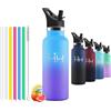 Mulbijeo Borraccia in acciaio inox 500 ML senza BPA, borraccia per bambini, borraccia termica doppia parete anti‑perdita, bottiglia d'acqua con cannuccia, acciaio inox 18/8